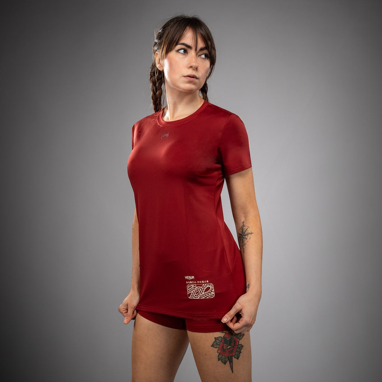 Venum Serpenti 女士 Dry-Tech T恤 – 酒红色/象牙色