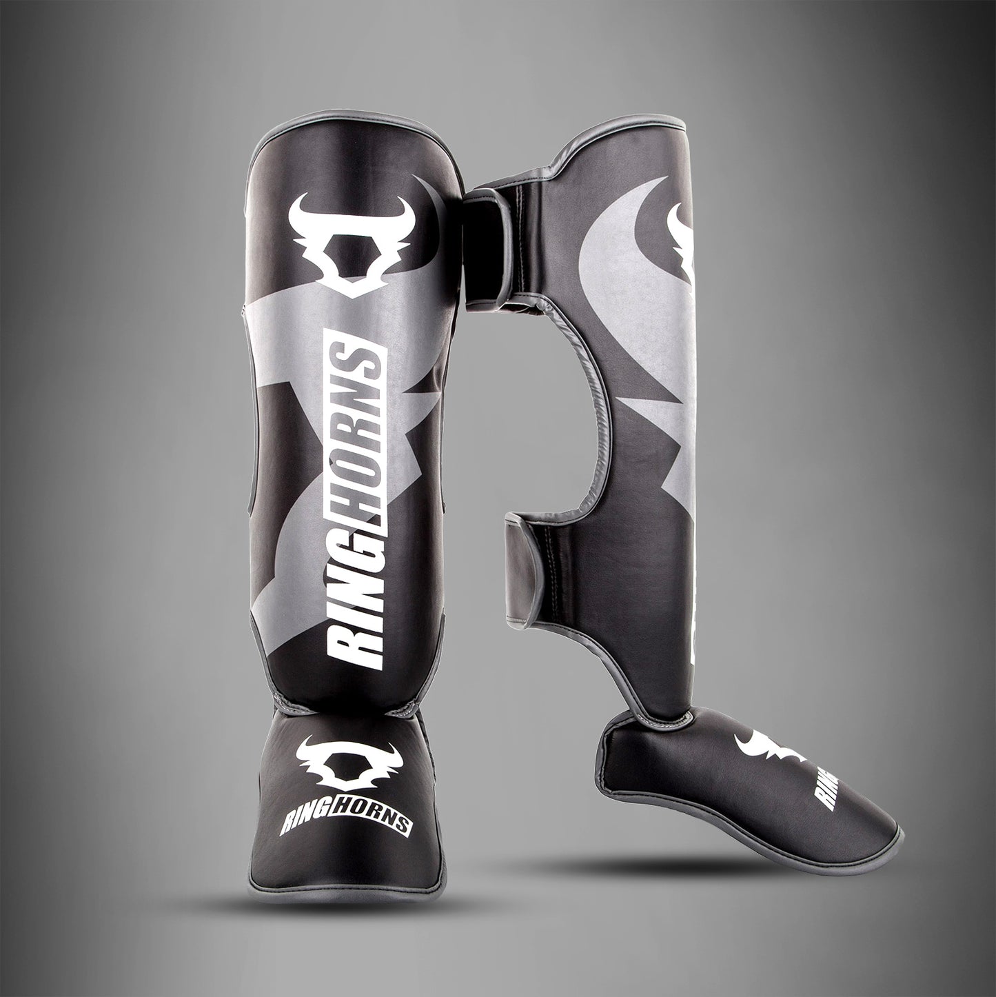 Ringhorns Charger by Venum Shin Guards and Foot Protectors - Black