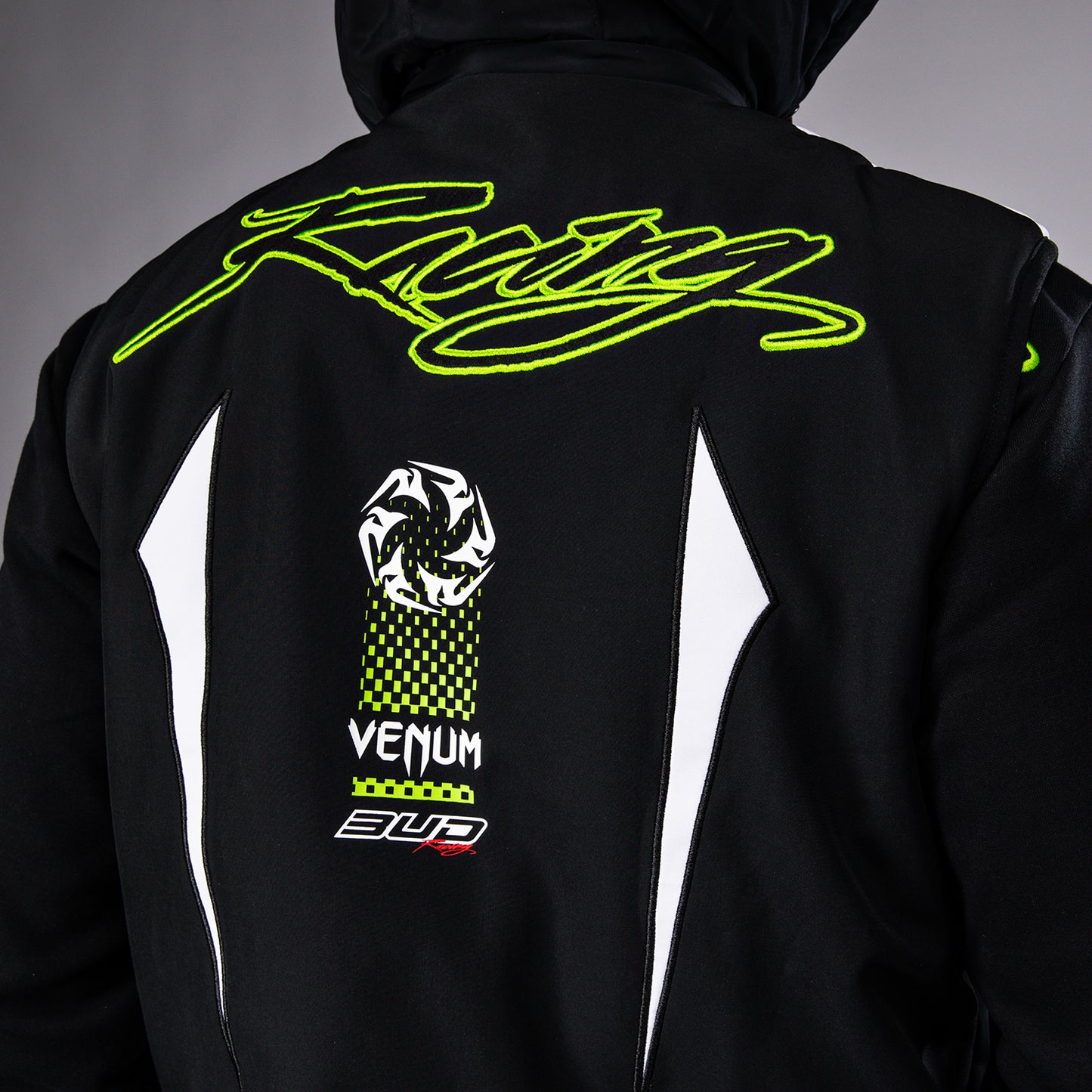 Venum x Bud Racing 男士无袖羽绒服 – 黑色/白色/酸橙绿