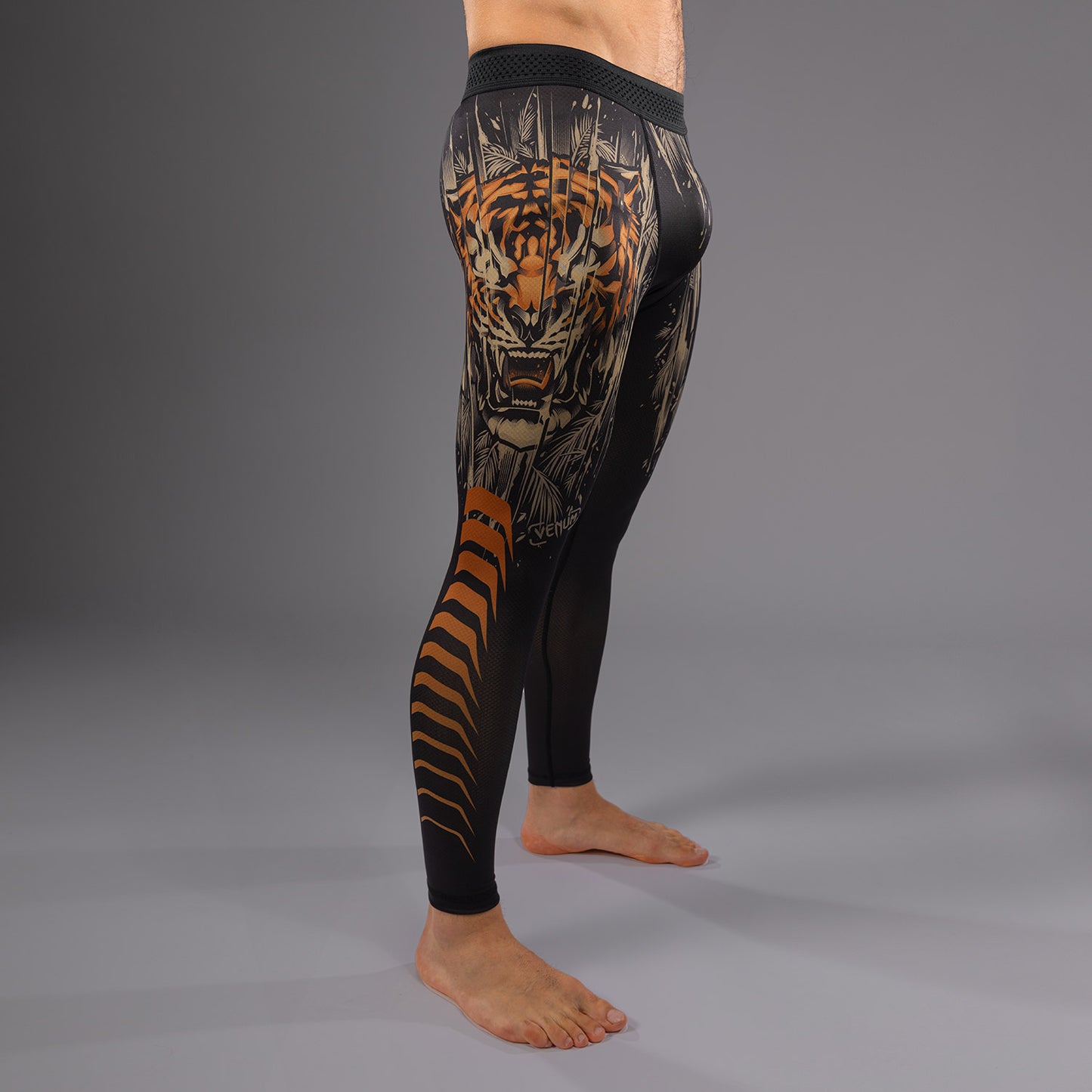 Venum Tiger 男士紧身裤 – 黑色/荧光橙