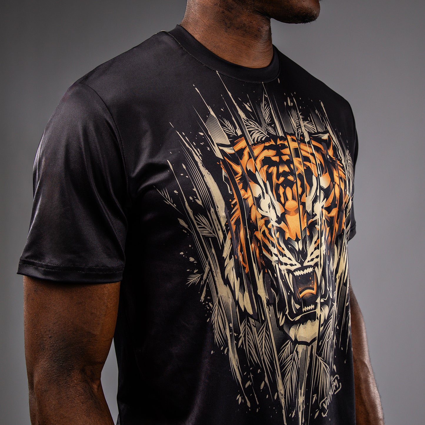 Venum Tiger 男士 Dry Tech T恤 – 黑色/荧光橙色