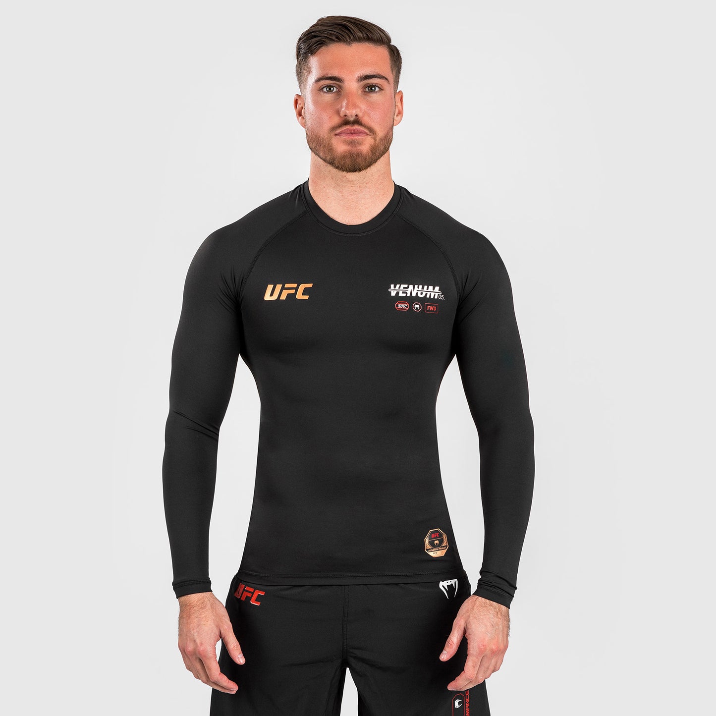 UFC Adrenaline by Venum Fight Week 男士长袖紧身防磨衣 – 黑色