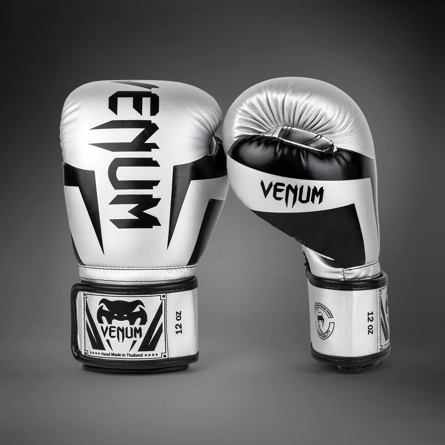 Venum Elite 拳击手套 – 银色/黑色