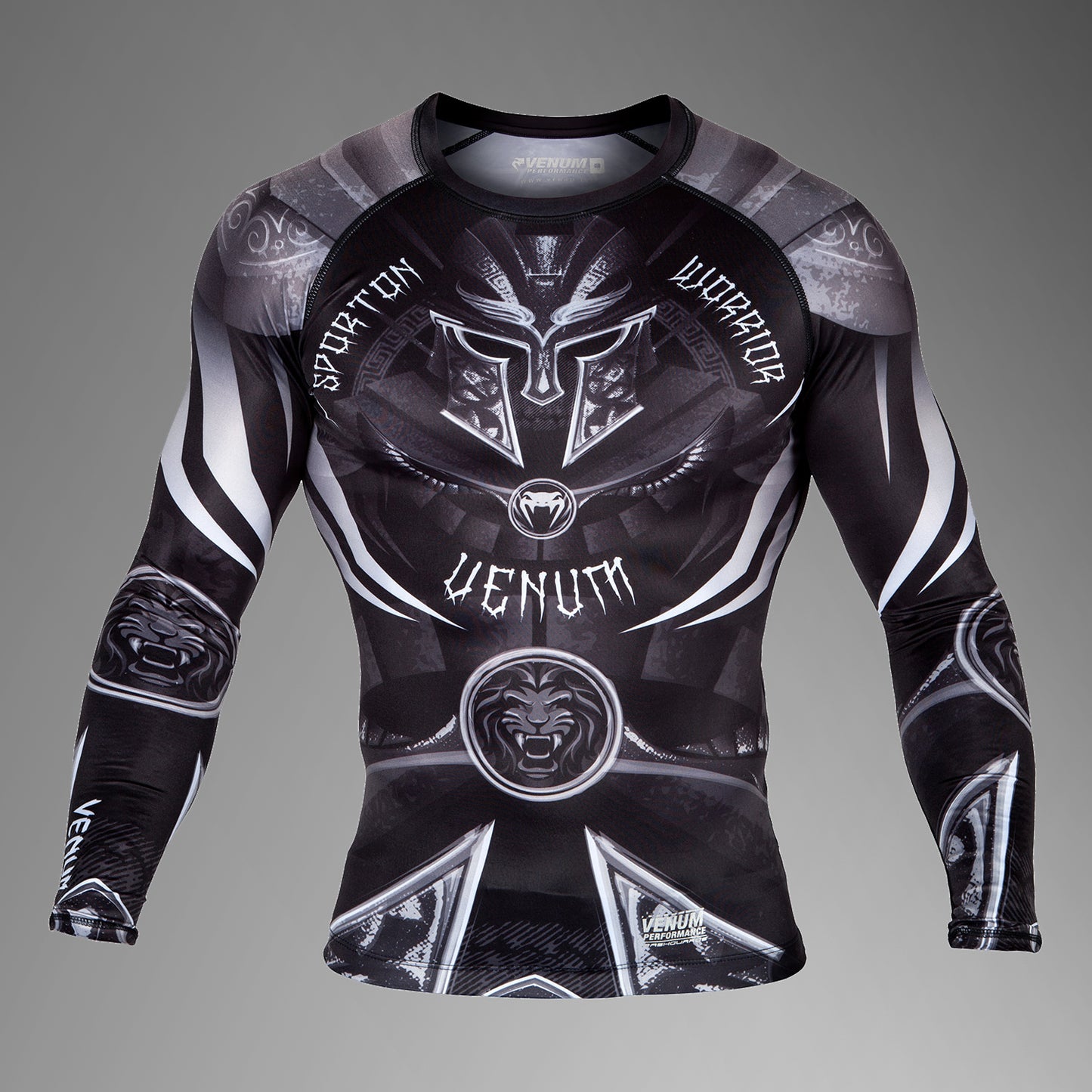 Venum Gladiator 3.0 紧身防磨衣–长袖–黑色/白色
