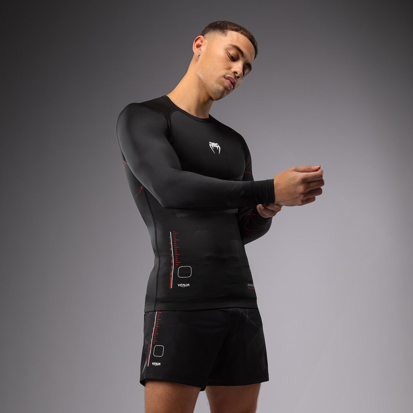 Venum Tactical XT 男士长袖紧身防磨衣 – 黑色/火红色
