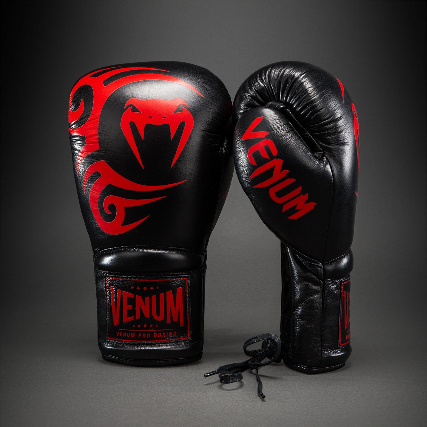 Venum Giant 2.0 Mike Tyson Pro 拳击手套带鞋带 – 黑色/红色