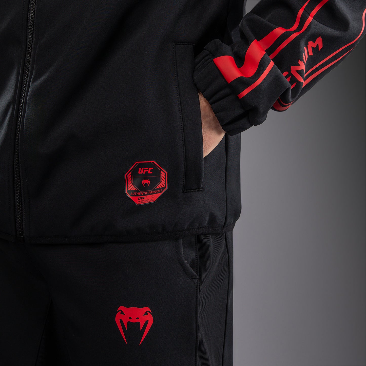 Venum UFC Unity by Venum Authentic Fight Week 男子拉链连帽衫 - 黑色