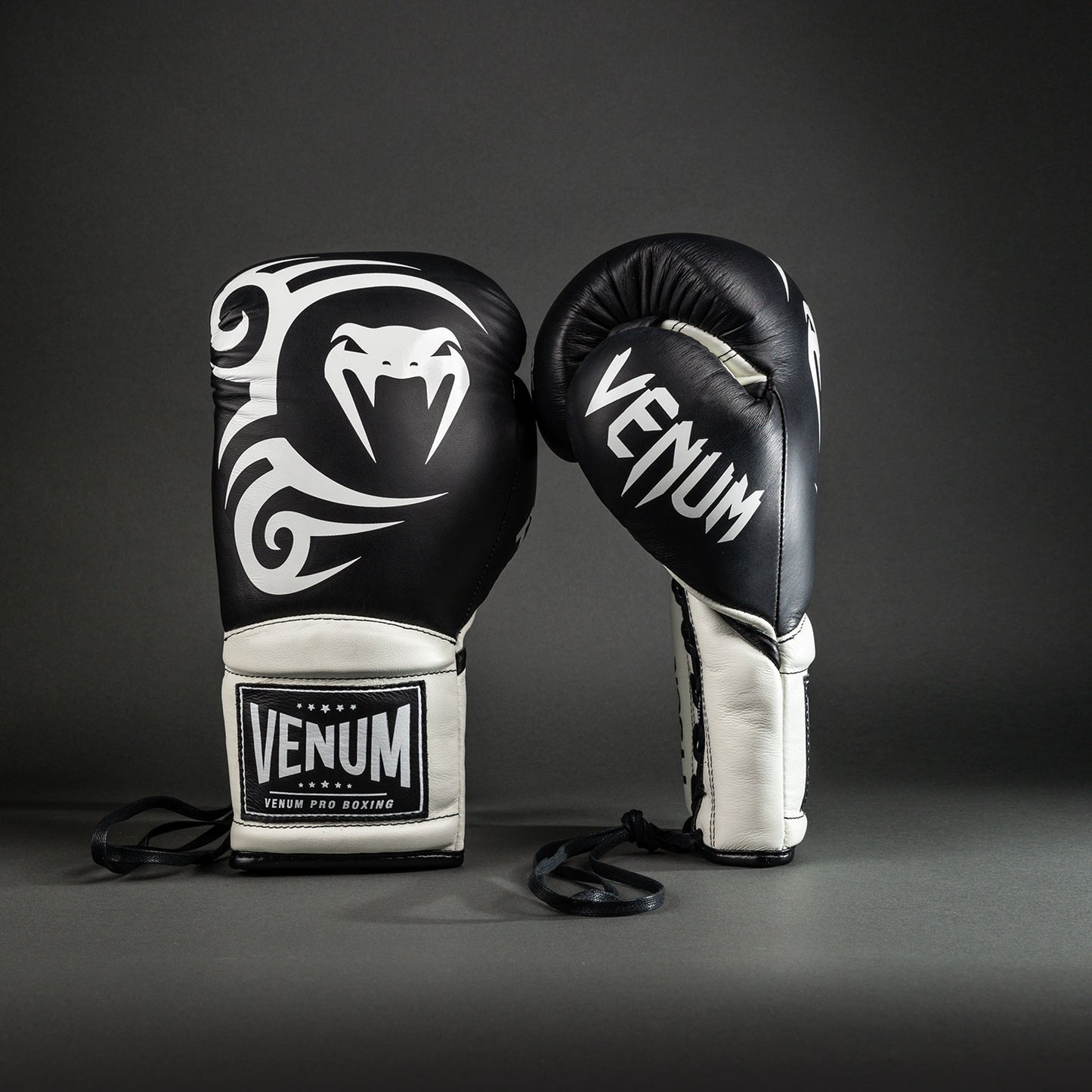 Venum Giant 2.0 Mike Tyson Pro 拳击手套带鞋带 – 深黑色/光学白色
