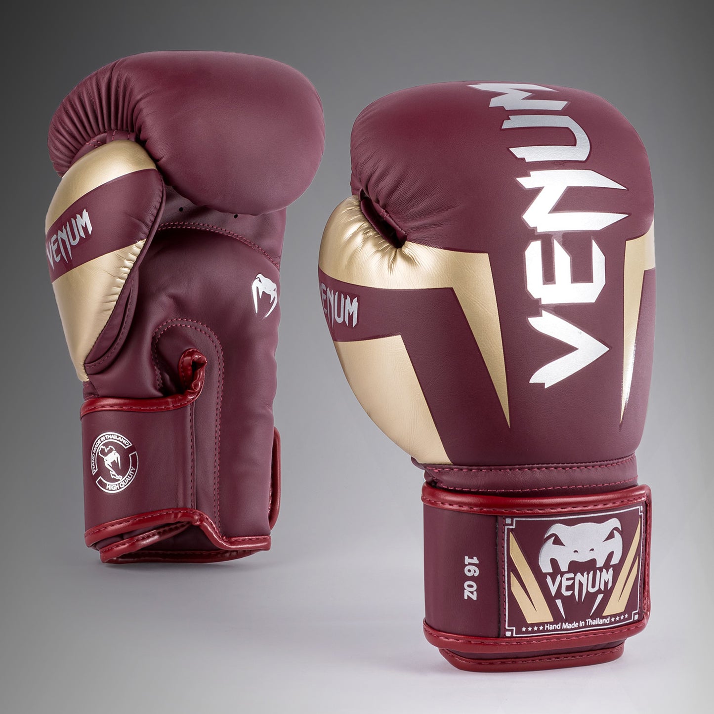 Venum Elite 拳击手套 – 酒红色/金色