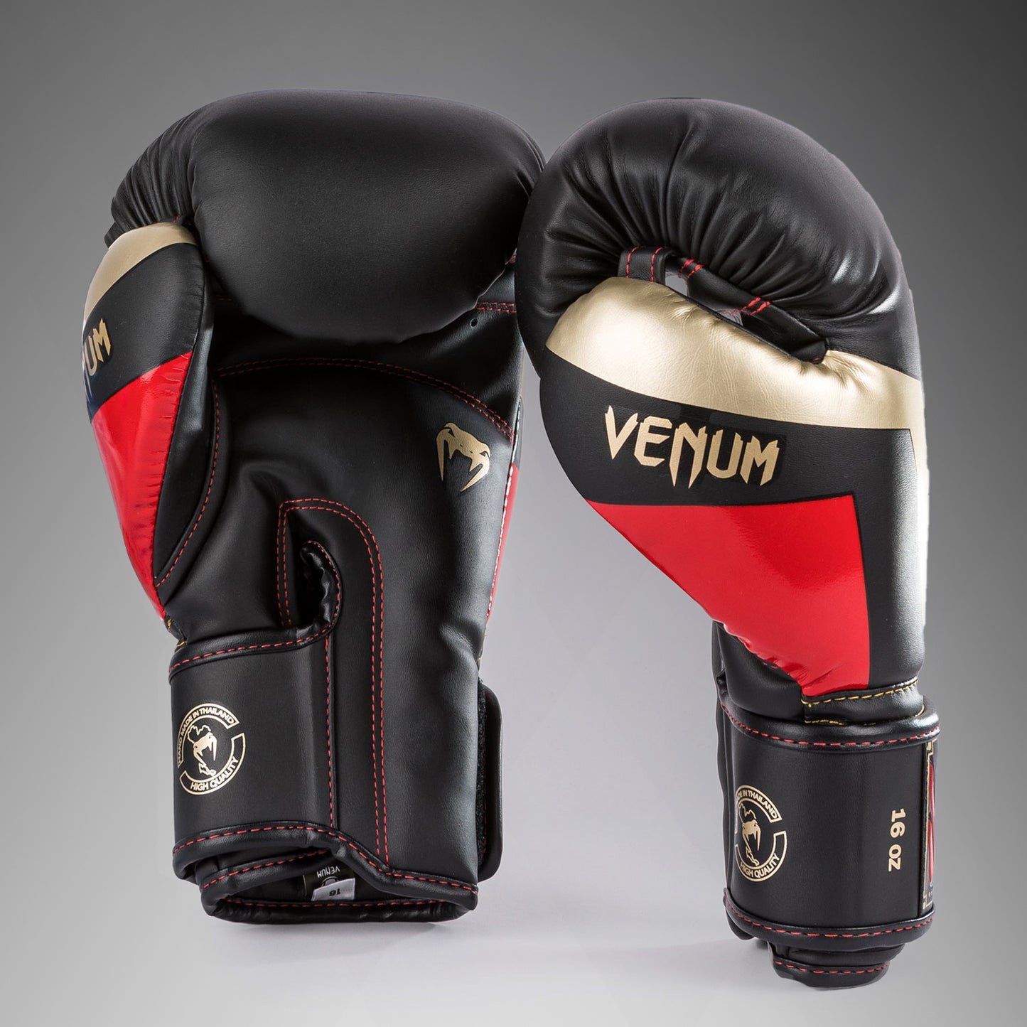Venum Elite 拳击手套 – 黑色/金色/红色