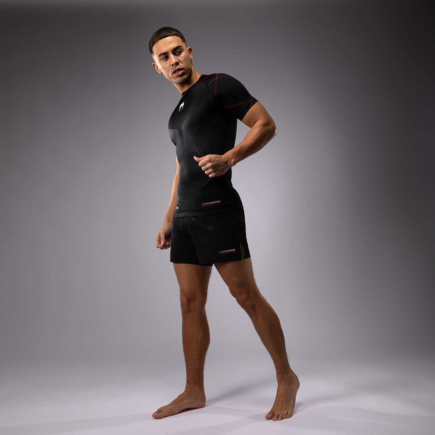 Venum Tactical XT 短袖紧身防磨衣 – 黑色/火红色