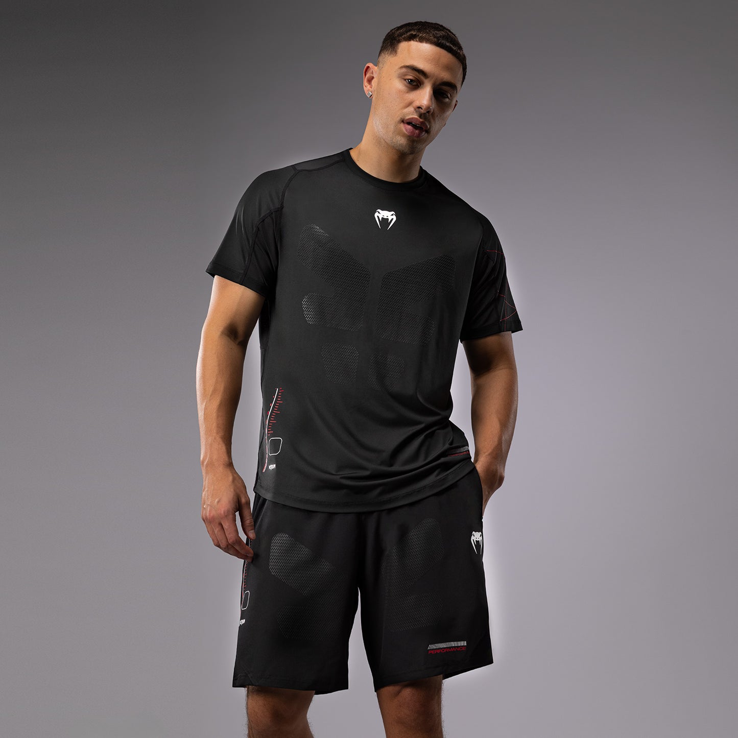 Venum Tactical XT 男士 Dry Tech T恤 – 黑色/火红色