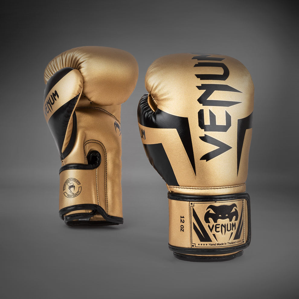 Venum Elite 拳击手套 – 金色/黑色