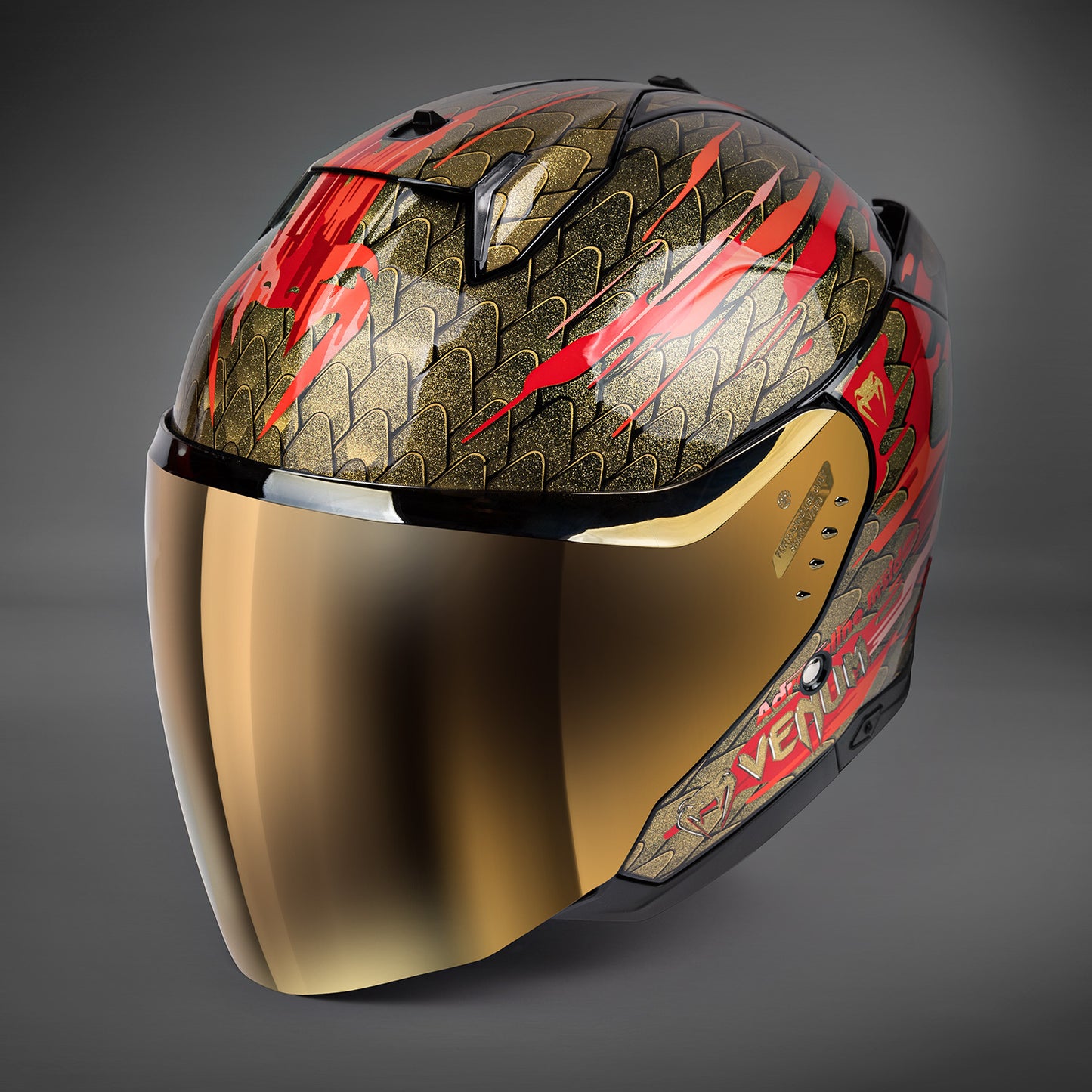 Venum x Shark SKWAL i3 JET 摩托车头盔 – 红色/金色