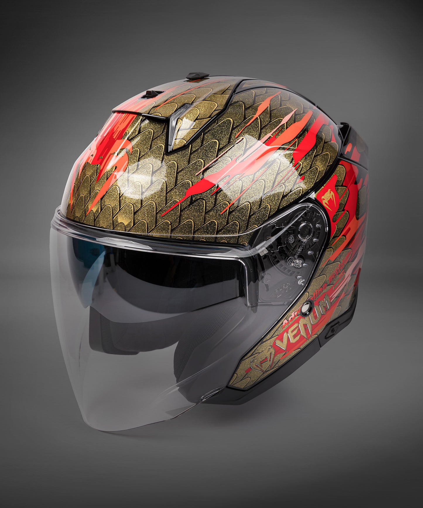 Venum x Shark SKWAL i3 JET 摩托车头盔 – 红色/金色