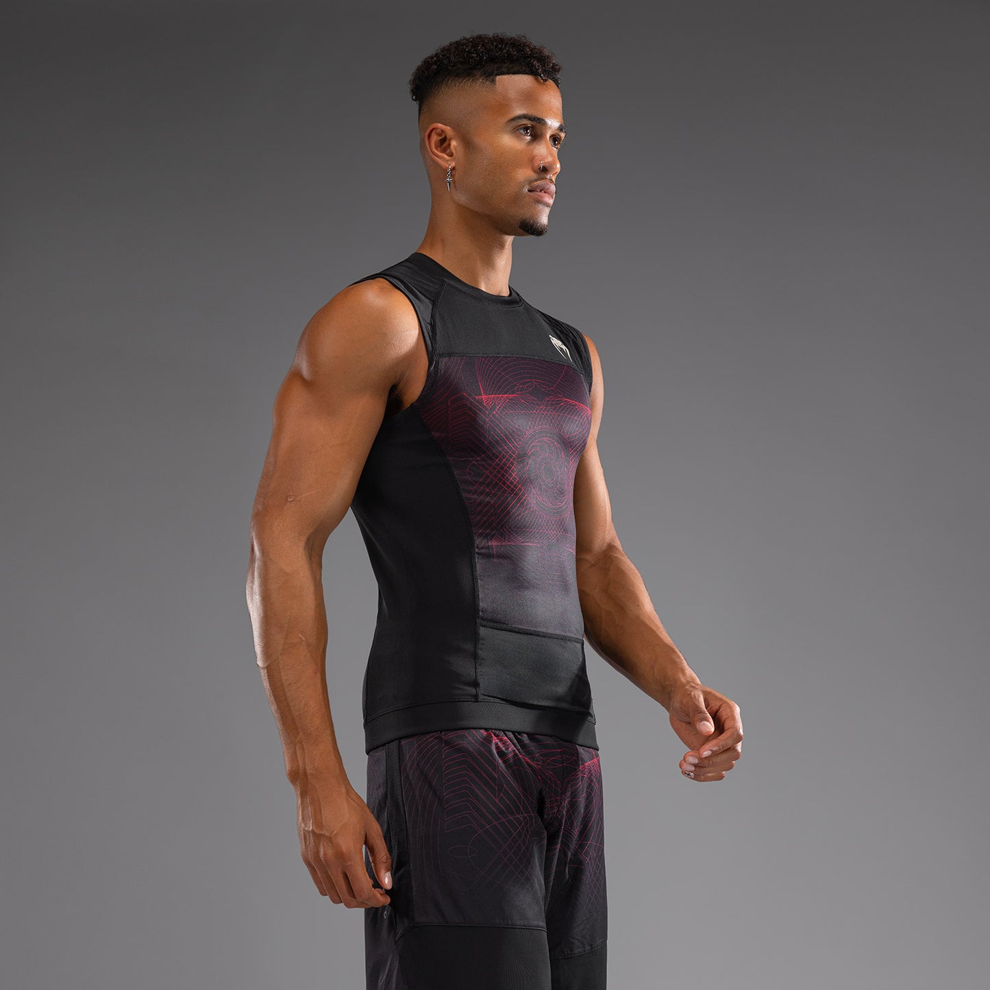 Venum G-Fit Air 男士无袖紧身防磨衣 – 深黑色/火红色