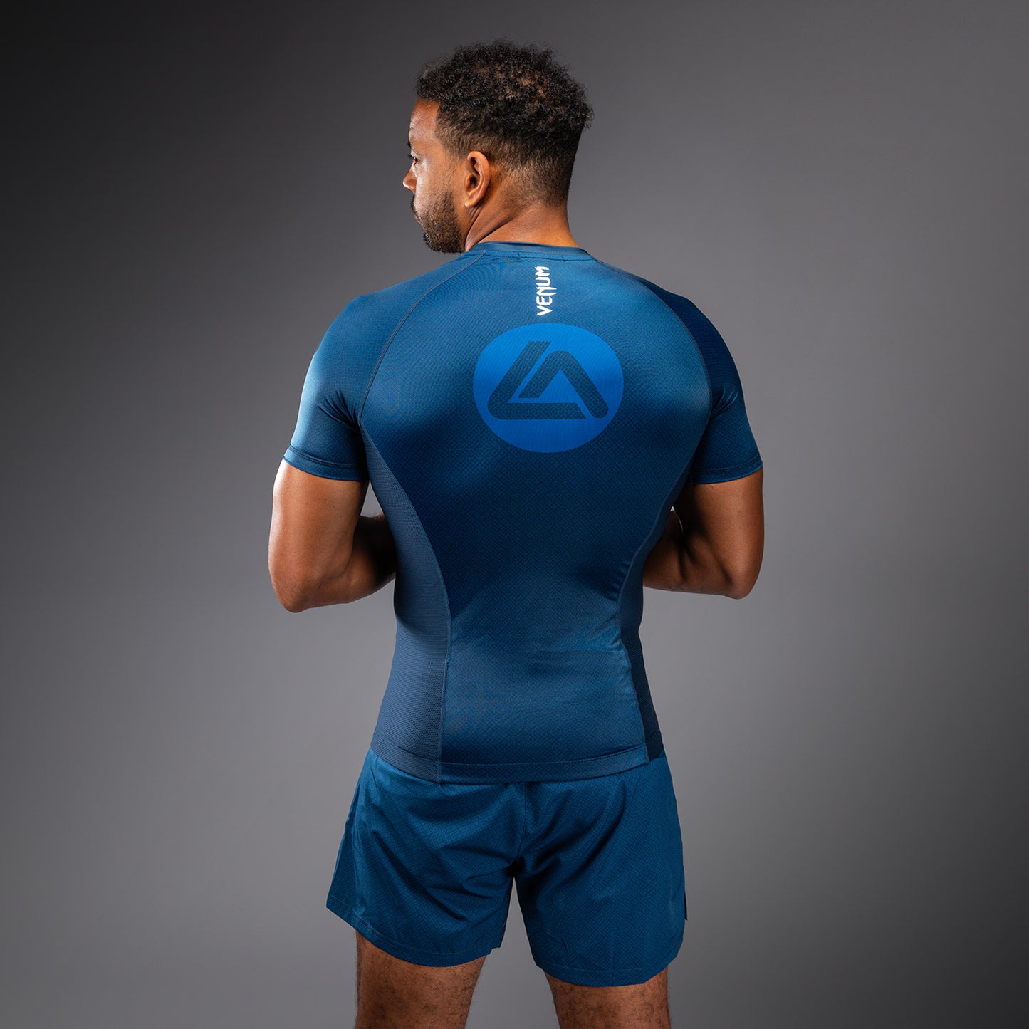 Venum X Roger Gracie Academy 短袖紧身防磨衣 – 蓝色