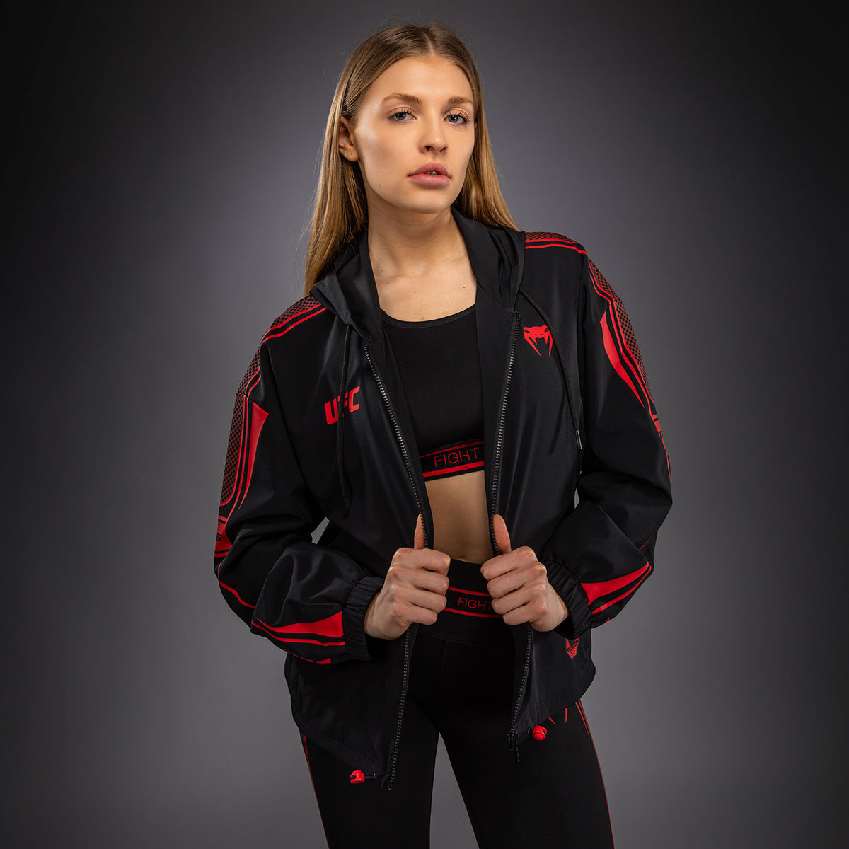 Venum UFC Unity by Venum Authentic Fight Week 女子拉链连帽衫 - 黑色