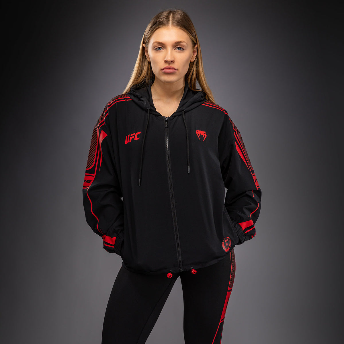 Venum UFC Unity by Venum Authentic Fight Week 女子拉链连帽衫 - 黑色
