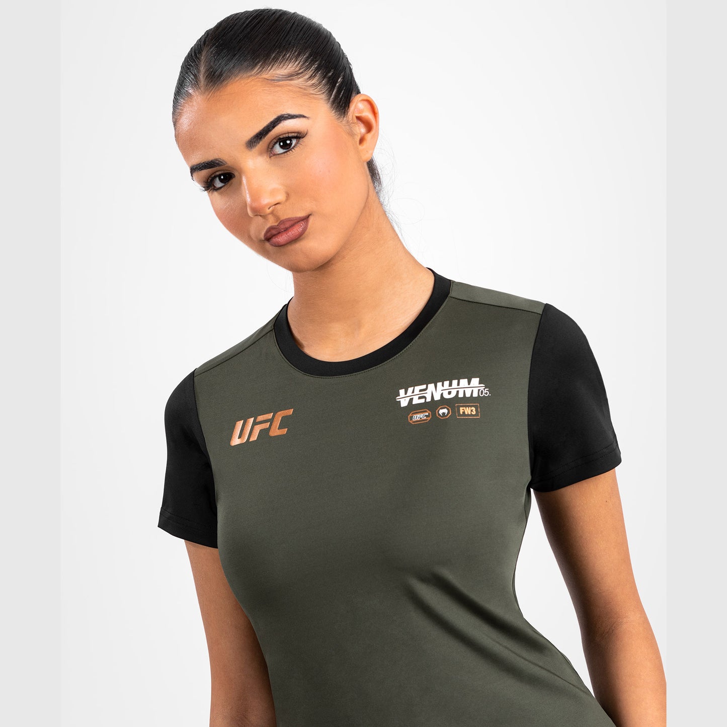 UFC Adrenaline by Venum Fight Week 女士 Dry Tech T恤 – 卡其色/青铜色