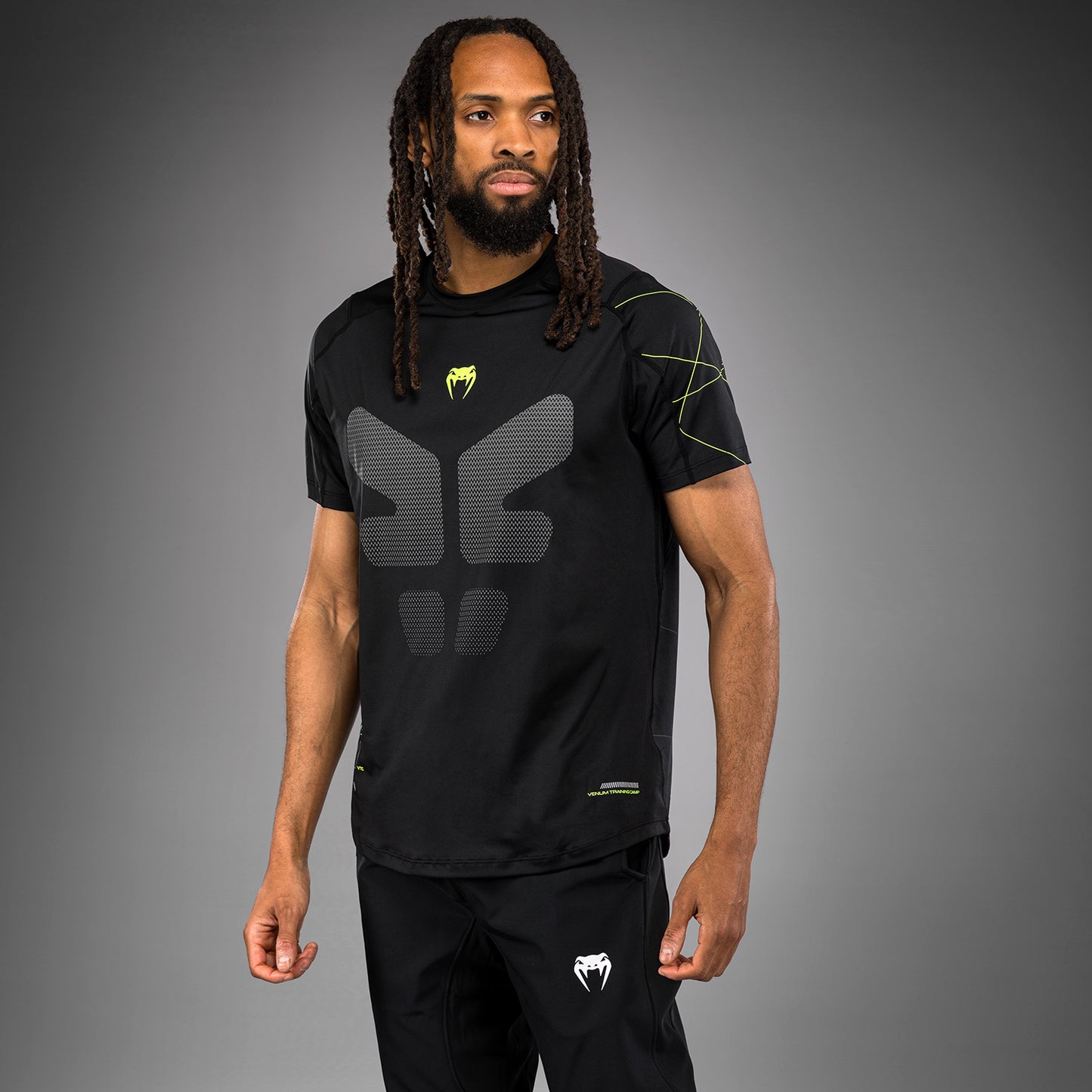 Venum Training Camp 4.0 Dry Tech T恤 – 黑色/荧光绿