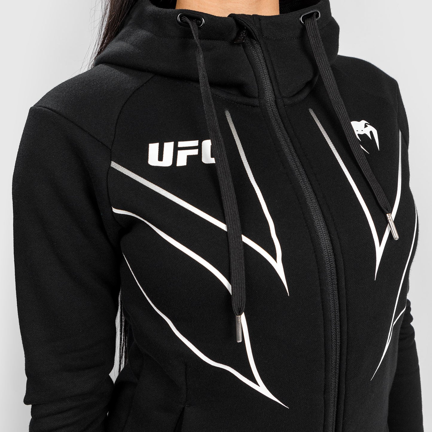 UFC Venum Fight Night 2.0 女士全拉链连帽衫 – 黑色
