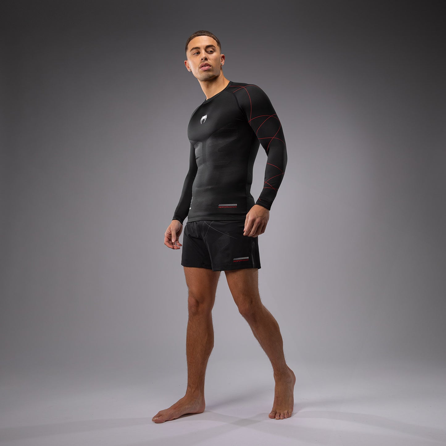 Venum Tactical XT 男士长袖紧身防磨衣 – 黑色/火红色