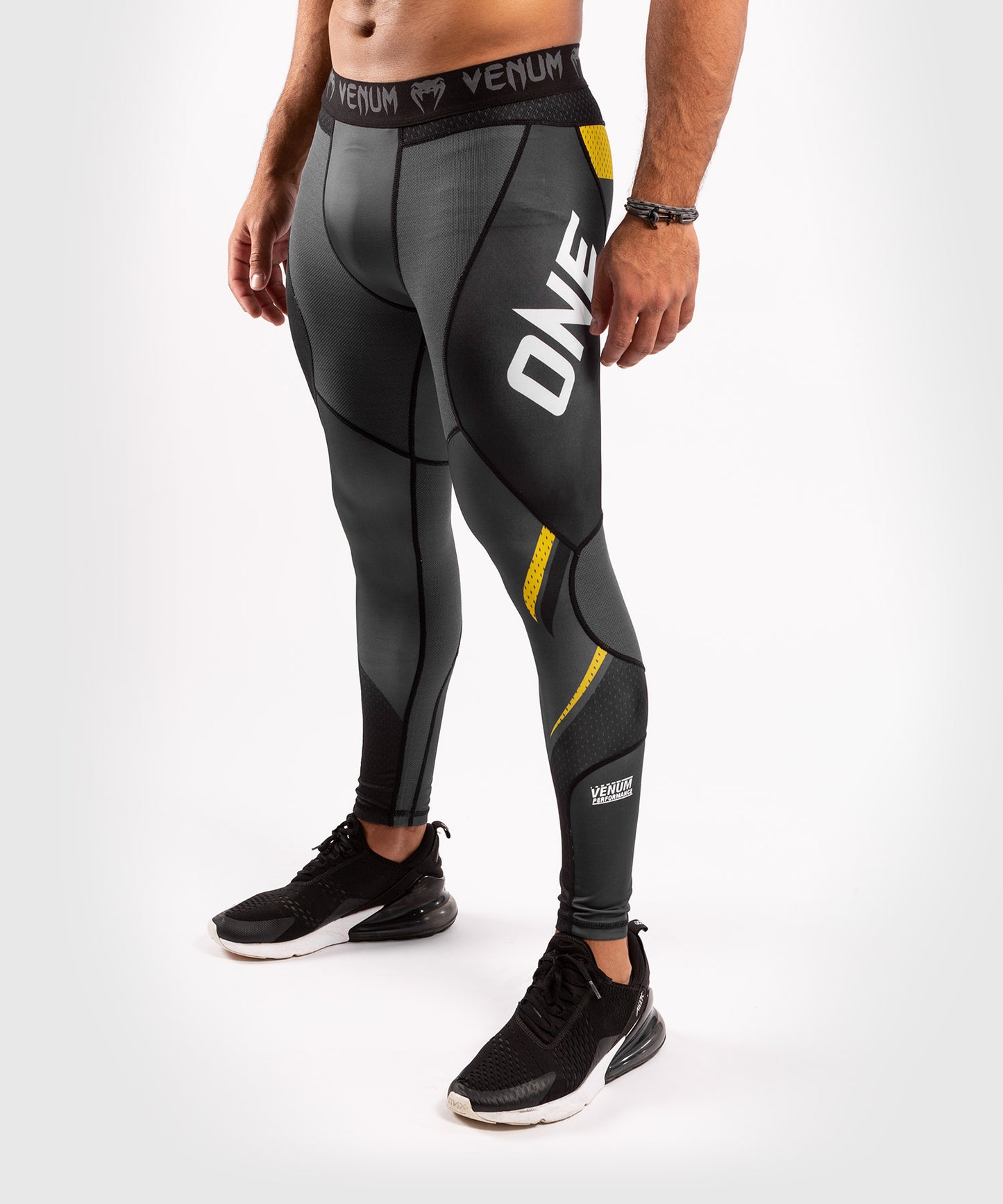 Venum ONE FC Impact Compression Tights - Grey/Yellow