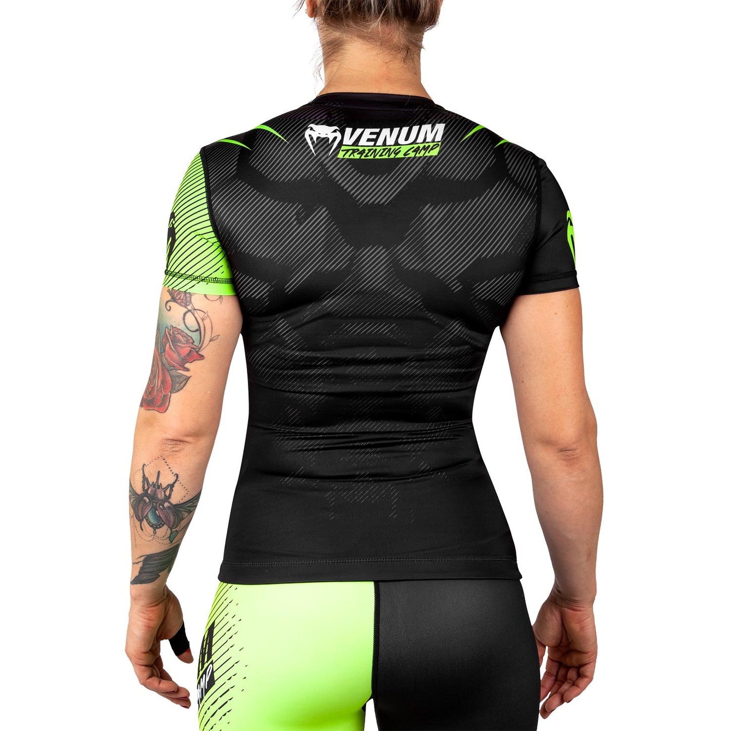 Venum Training Camp 2.0 Rashguard - Short Sleeves - Black/Neo Yellow - For Women