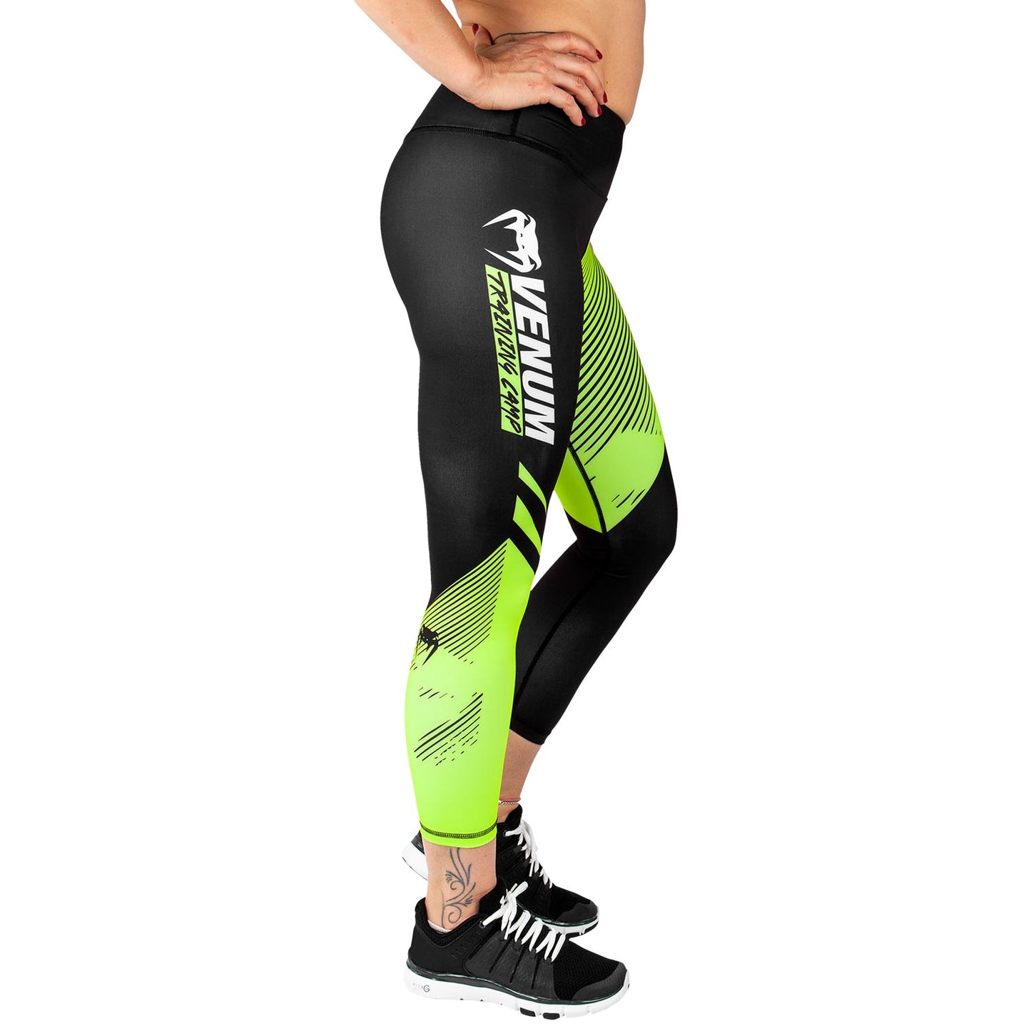 Venum Training Camp 2.0 Cropped Leggings - Black/Neo Yellow - For Women - Exclusive
