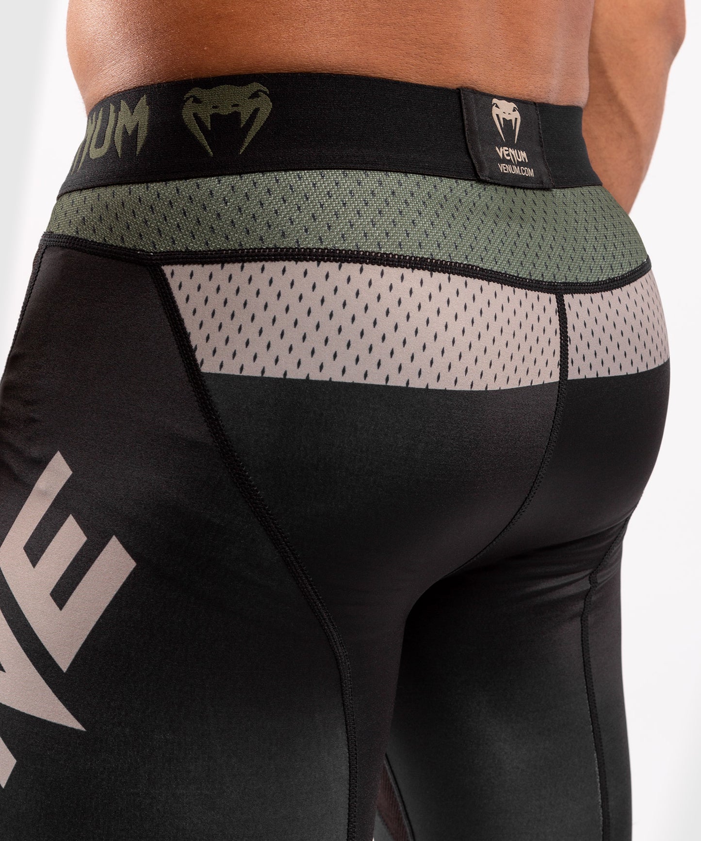 Venum ONE FC Impact Compression Tights - Black/Khaki