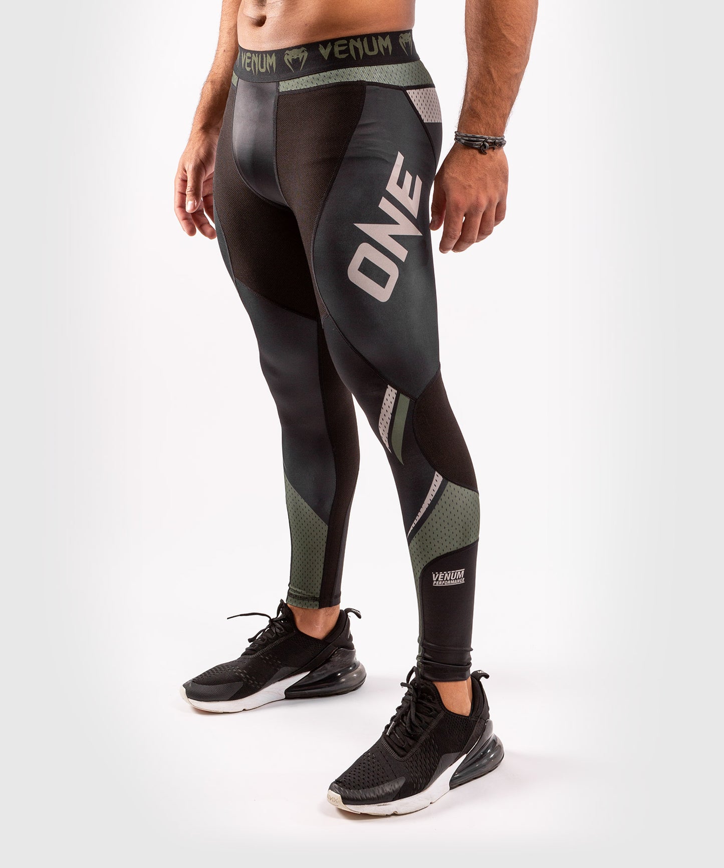 Venum ONE FC Impact Compression Tights - Black/Khaki