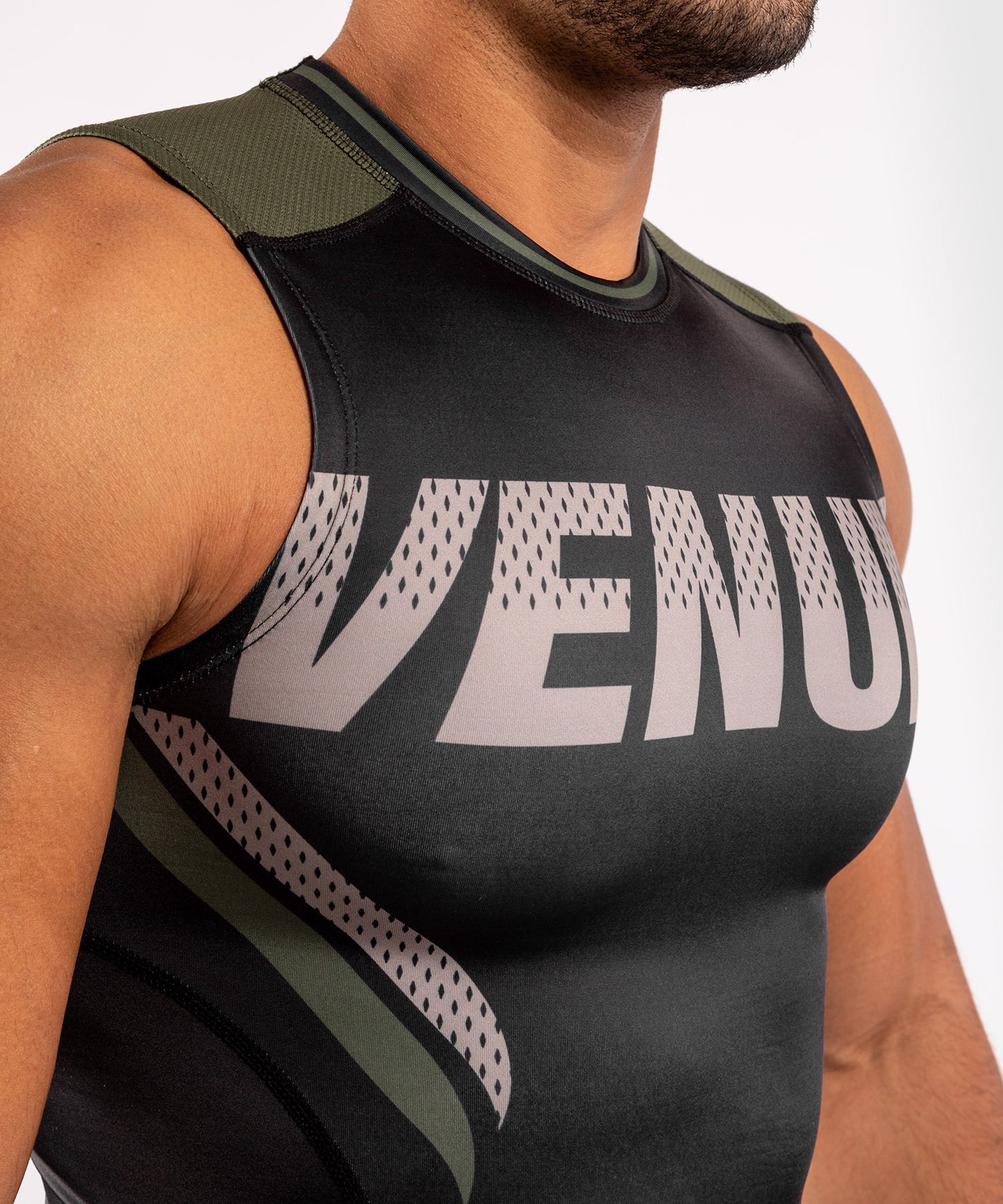 Venum ONE FC Impact Rashguard - sleeveless - Black/Khaki