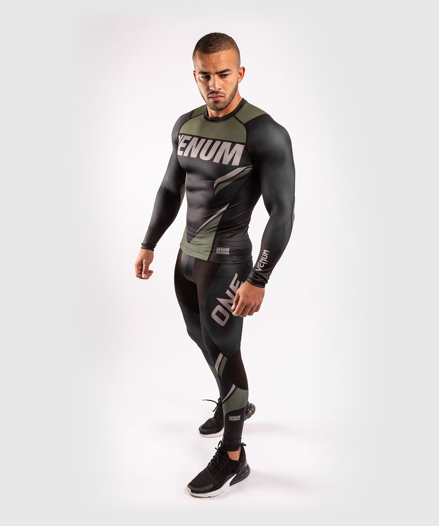 Venum ONE FC Impact Compression Tights - Black/Khaki