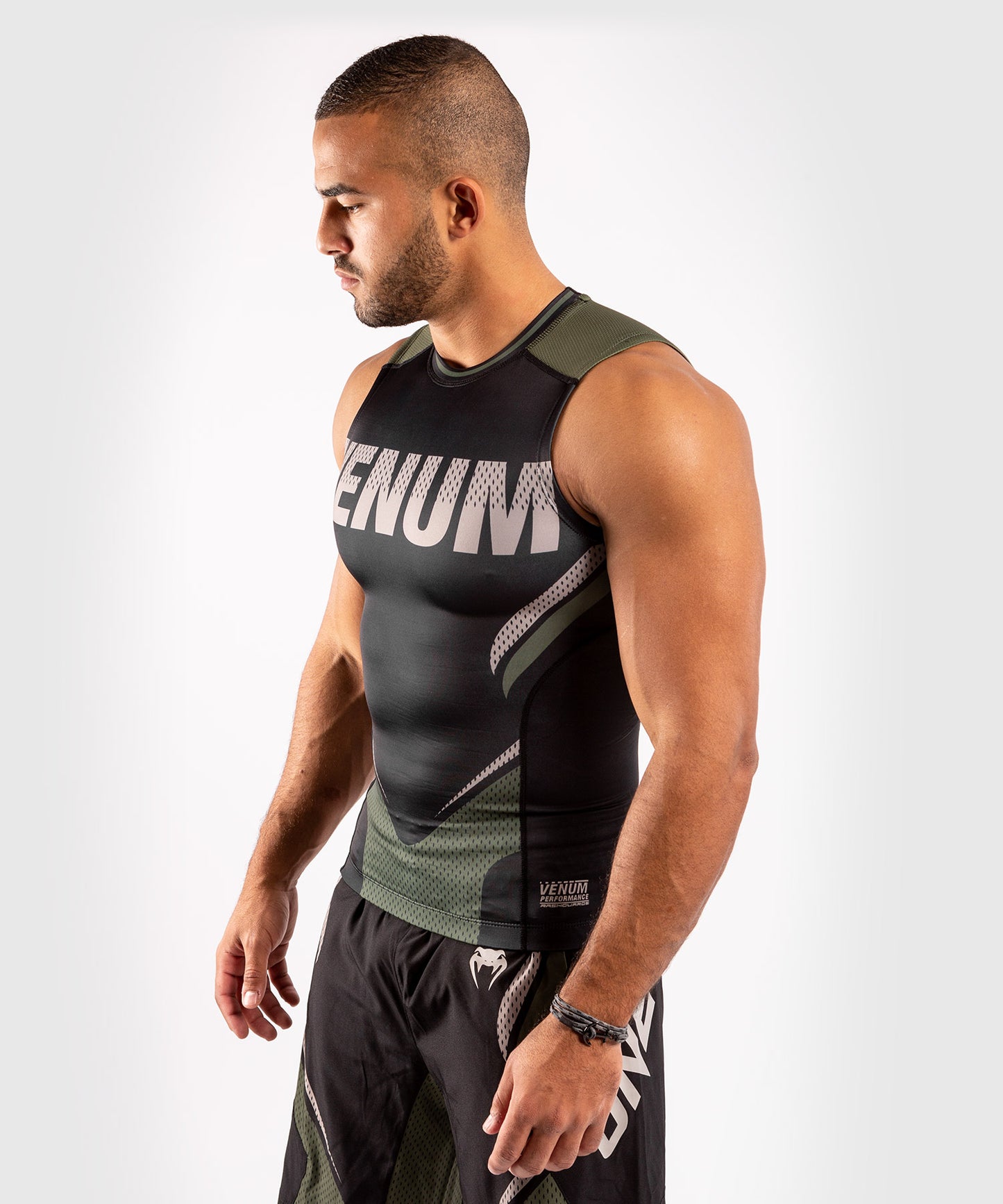 Venum ONE FC Impact Rashguard - sleeveless - Black/Khaki